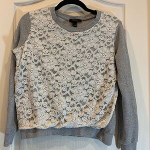 Forever 21  Gray and Lace Detail‎ Sweatshirt – Girls Size Large